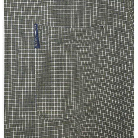 Abercrombie Fitch Shirt Men's XL Olive Green Button Up Plaid Vintage 90's Y2K - Picture 3 of 9